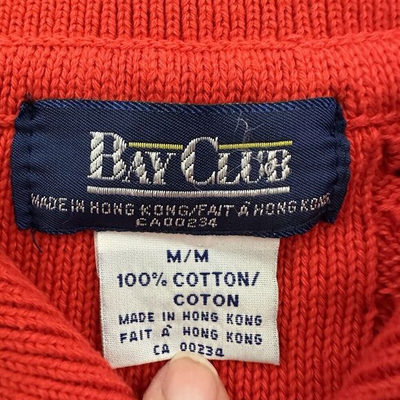 Bay Club Womens Vintage 90s Sweater Size M Red Nautical Collar Short Sleeve - Picture 6 of 11